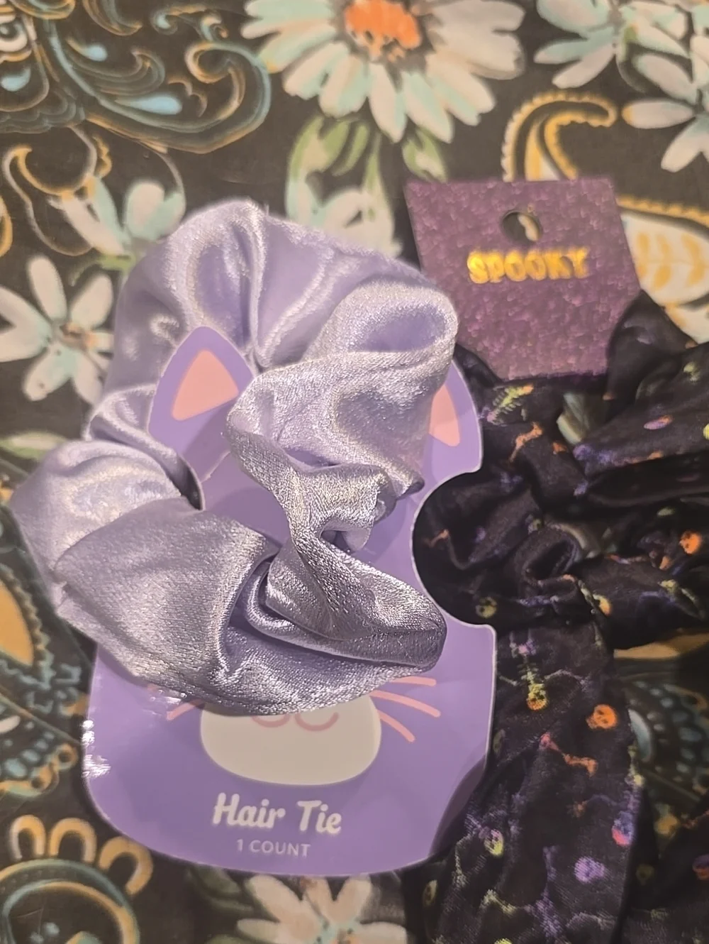 ❤️10/$10 New Kids Satin Scrunchie Hair Ties Pack - Purple and Black